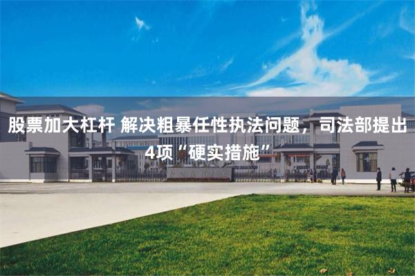 股票加大杠杆 解决粗暴任性执法问题，司法部提出4项“硬实措施”
