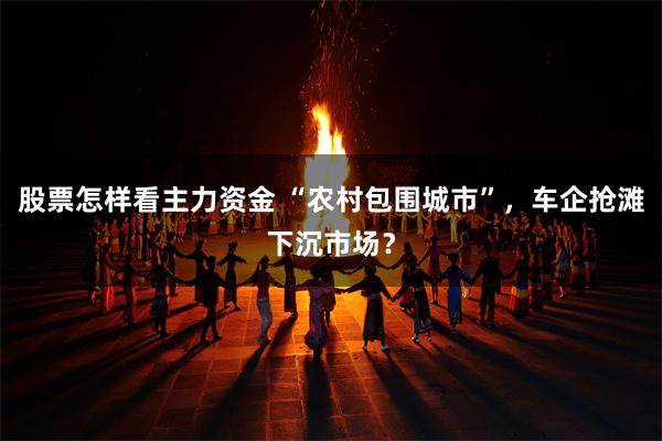 股票怎样看主力资金 “农村包围城市”，车企抢滩下沉市场？