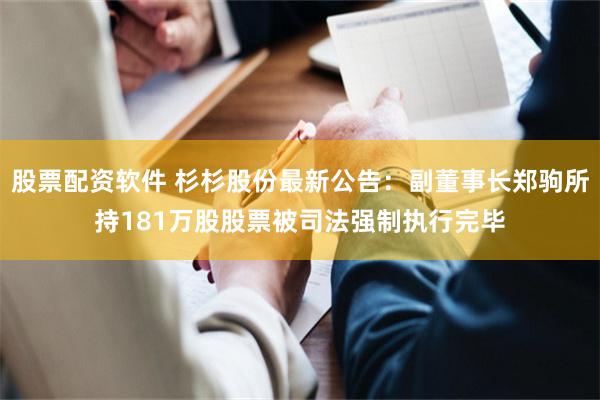 股票配资软件 杉杉股份最新公告：副董事长郑驹所持181万股股票被司法强制执行完毕
