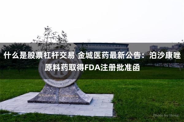 什么是股票杠杆交易 金城医药最新公告：泊沙康唑原料药取得FDA注册批准函