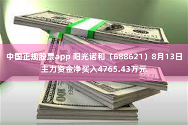 中国正规股票app 阳光诺和(688621)8月13日主力资金净买入4765.43万元