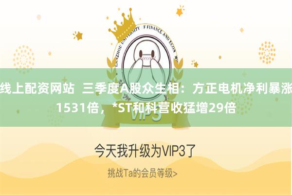 线上配资网站  三季度A股众生相：方正电机净利暴涨1531倍，*ST和科营收猛增29倍