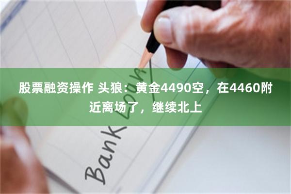 股票融资操作 头狼:黄金4490空,在4460附近离场了,继续北上