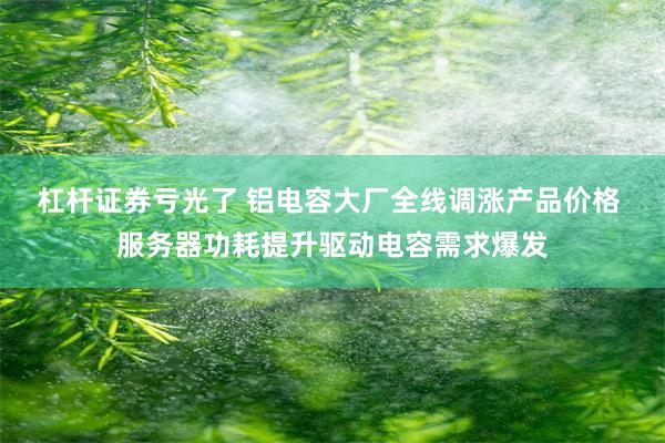 杠杆证券亏光了 铝电容大厂全线调涨产品价格 服务器功耗提升驱动电容需求爆发