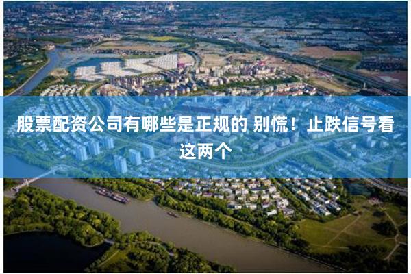 股票配资公司有哪些是正规的 别慌！止跌信号看这两个