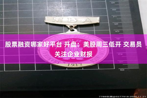 股票融资哪家好平台 开盘：美股周三低开 交易员关注企业财报