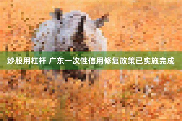 炒股用杠杆 广东一次性信用修复政策已实施完成