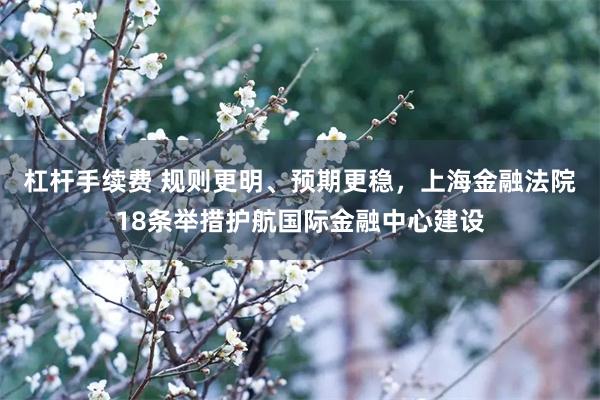 杠杆手续费 规则更明、预期更稳，上海金融法院18条举措护航国际金融中心建设
