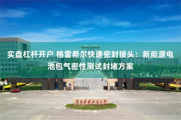 实盘杠杆开户 格雷希尔快速密封接头：新能源电池包气密性测试封堵方案